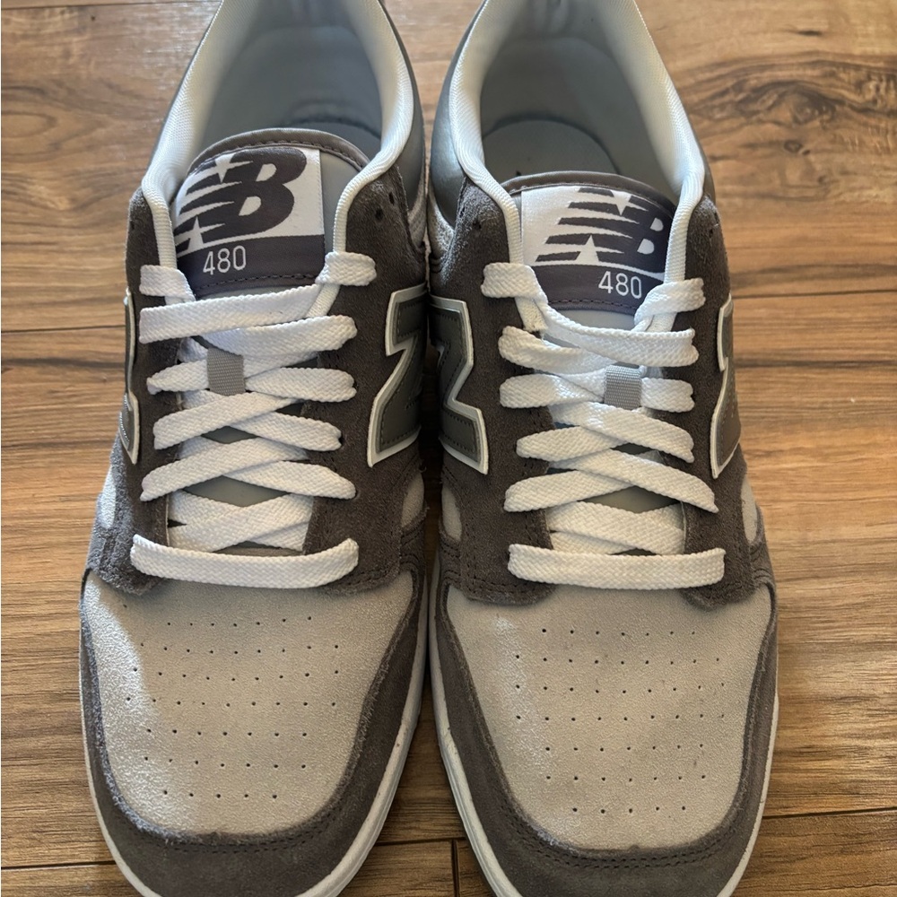 New Balance 480 Gray and White Sneakers Classic Athletic Design